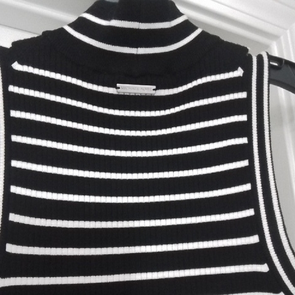 Michael Kors Black and White Striped Midi Dress - Picture 3 of 6